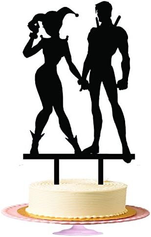 Superhero Hold Her Superwomen Hand beautiful wedding cake topper- Acrylic Cake Topper - black