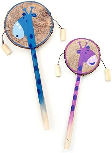 Two Hand-Painted Children's African Spin Drums