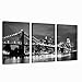 Sea Charm - Modern Wall Art,New York Cityscape Brilliant Black and White Brooklyn Bridge Picture Canvas Prints for Home Office Wall Decor,Framed Ready to Hang