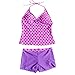 FEESHOW Big Girls Youth Two Piece Tankini Set Halter Swimsuit Polka Dot Swimwear