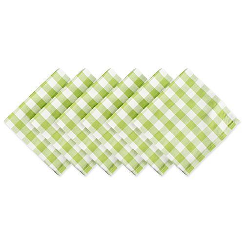 DII 100% Cotton, Oversized Basic Everyday 20 x 20 Napkin, Set of 6, Green Apple Check