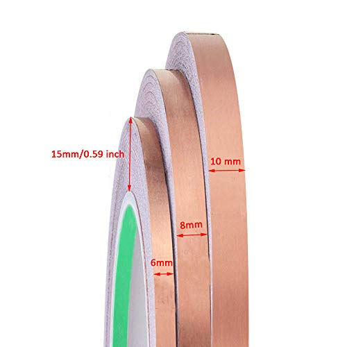 Eyech 3pc Copper Foil Tape Double-Sided Conductive Adhesive for EMI Shielding, Stained Glass, Art Work, Soldering, Electrical Repairs, Grounding- 27.5 Yard/Each