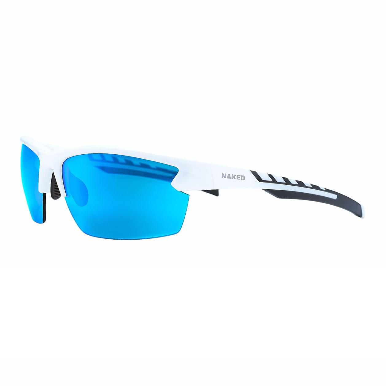 NAKED Optics Sports Sunglasses (Halfframe White/Lens Blue)