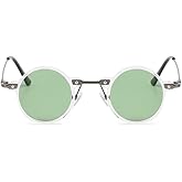 Small Round Sunglasses Men Women, Vintage Punk Circle Style Metal Frame Hippie Sun Glasses UV400 Lens