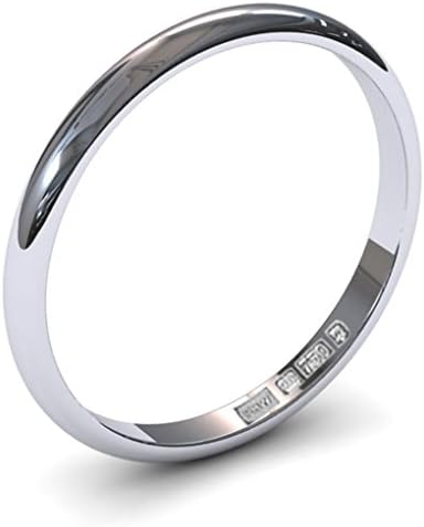 Xzara - New 9ct and 18ct Solid Gold 2mm Ladies/Gents UK Hallmarked D Shaped Wedding Ring Band (Available in White Gold/Rose Gold/Yellow Gold)