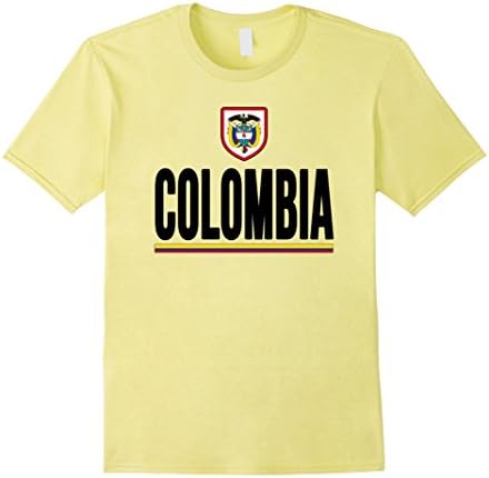 Men's COLOMBIA T-shirt Colombian Flag Tee Soccer Football Futbol Medium Lemon