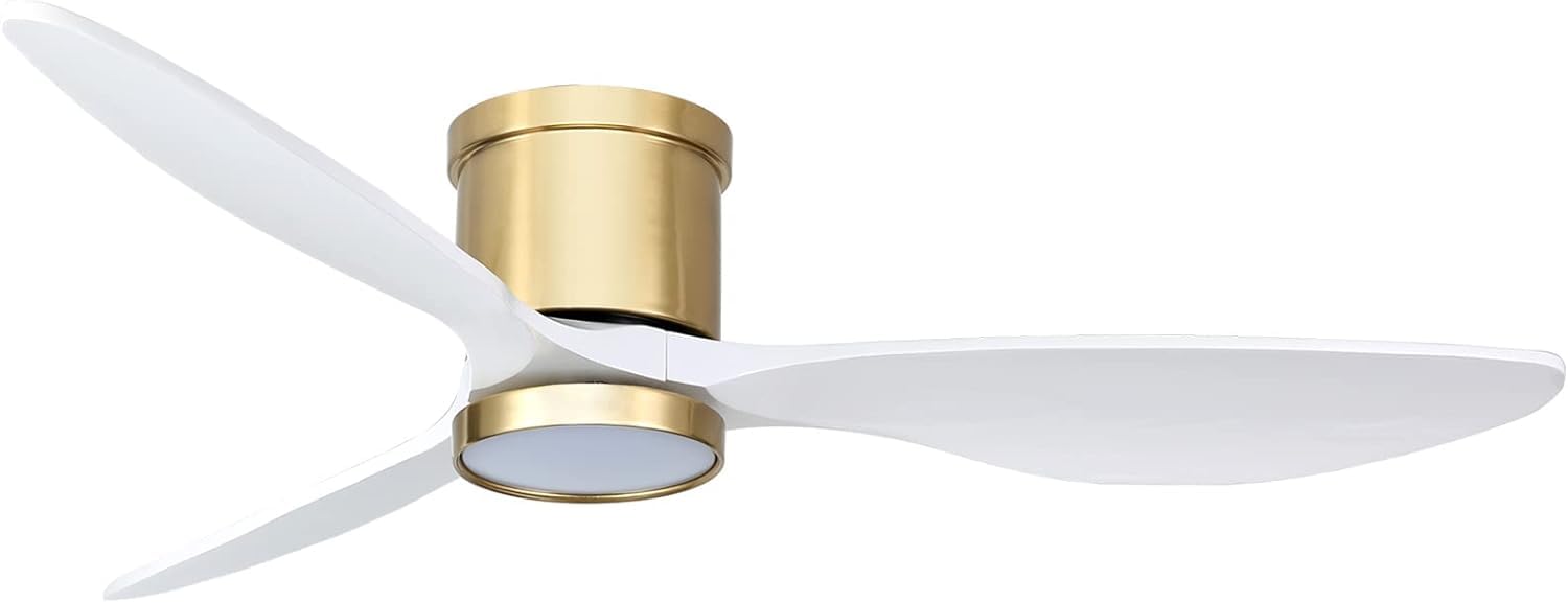 Ovlaim 132CM Flush Mounted Ceiling Fan with LED Lights and Remote Control, Quiet DC Reversible Motor with Lamp, Timer for Home Bedroom Living Room