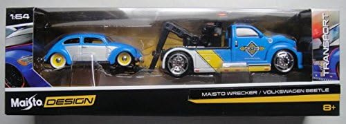 MAISTO DESIGN 1:64 SCALE ELITE TRANSPORT BLUE WRECKER/ VOLKSWAGEN BEETLE