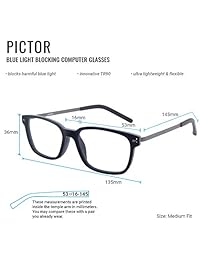 [Pictor] Gafas de videojuegos para ordenador con bloqueo de luz azul, lente transparente para hombres y mujeres   aprobado por la FDA   mejor sueño   anti deslumbramiento, reduce el brillo de ojos digital, anti fatiga, ojos secos   TR90 ultraligero, Picto