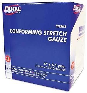 DUKAL Stretch Gauze, Conforming Roll, 4 X 4 Yrd, Sterile, 96 Rolls/Ca, DUK704 by Dukal Corporation