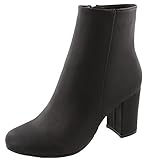Top Moda Women's Mid Calf Stacked Block Heel Bootie