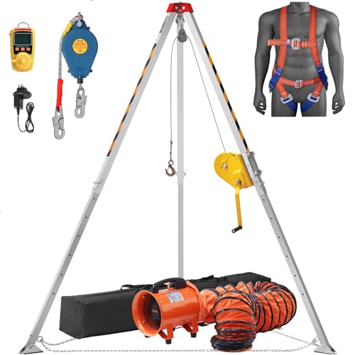 VEVOR 2600 lbs Winch Confined Space Tripod Harness Blower Gas detector Kit at Amazon