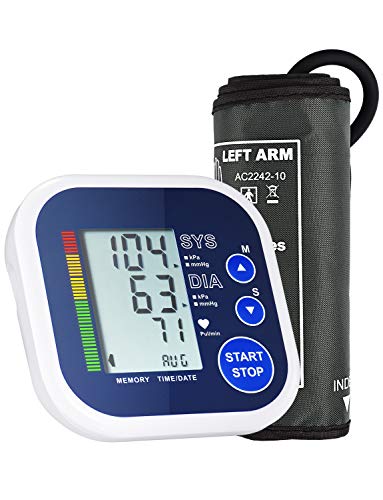 Blood Pressure Monitor, Upper Arm Blood Pressure Monitor for Home Use with Large LCD Display, Lrregular Heartbeat Detector Memory Store Last Readings 3 Year Warranty- Large Cuff (22cm - 42cm)