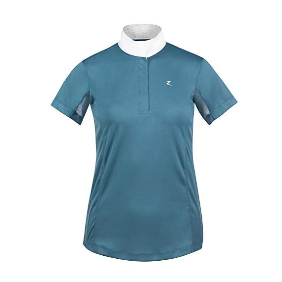 Horze-Blaire-Womens-Short-Sleeved-Show-Shirt-Indian-Teal-Blue-42