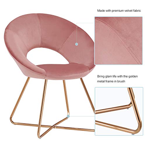 Duhome Vanity Chairs/Stool,Pink Modern Makeup Dressing Stool Padded Upholstered Accent Chair with Metal Legs Easy Assembly - Thumbnail 4