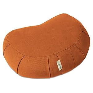 Basaho CRESCENT Zafu Meditation Cushion | Organic Cotton (GOTS Certified) | Buckwheat Hulls | Removable Washable Cover