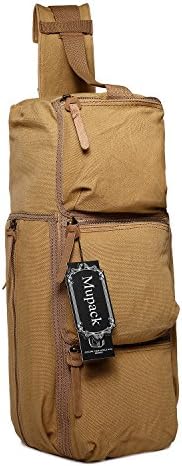 Mupack Chest Sling Bags Canvas Wear Over Shoulder Messenger Pack Unisex Traveling Multipurpose Daypacks Crossbody Rucksack 17L(Khaki)
