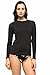 Private Island Women UPF50+ Swimsuit Long Sleeve Top Shirt Rash Guard Workout (M, Black-RGT)