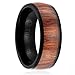 Cavalier Jewelers 8MM Men's Titanium Ring Wedding Band | Black Plated with Dark Wood Inlay | Domed Top