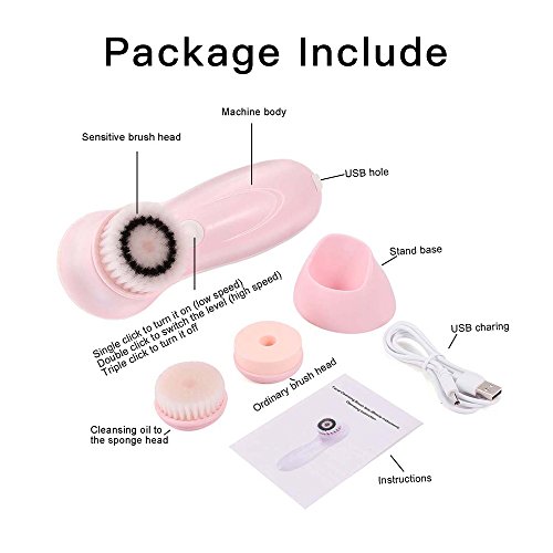image for AT MOUSE Face Brush Rechargeable Scrubber Cleansing Facial Brush Heads