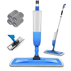 Wischmop Bellababy Spray Mop met 4 opzetstukken, voor huis, keuken, hardhout, laminaat, keramiek, 450 ml, donkerblauw