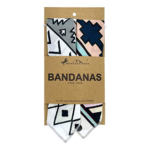 Montana West Unisex Bandana Scarf 2 pack, Multi-Purpose Reusable Wrap Scarves, Protective Coverage BDN02-01