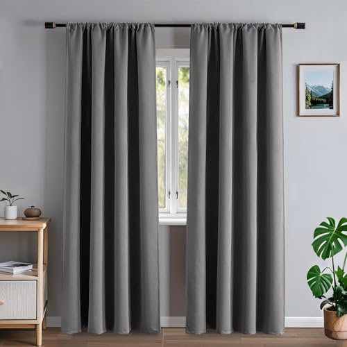 Zyvola Blackout Curtains Light Grey 96 Inch Length