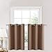 NICETOWN Short Curtains Blackout Valance - Thermal Insulated Kitchen Light Reducing Drapes for Half/Nursery Window (1 Pair, 42W by 36L + 1.2 inches Header, Cappuccino) primary