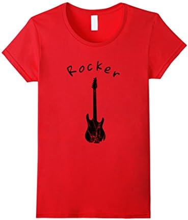 Womens Guitar Rocker T shirt Medium Red