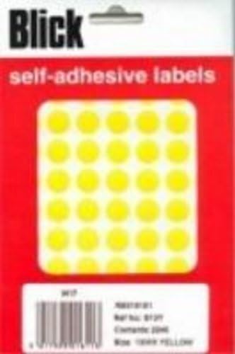 Blick Labels, Yellow, Self Adhesive Stickers Office Pack, Coloured Dot, Circles, 13mm, 2240 Labels, Home, Office, Family
