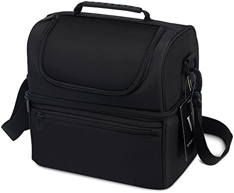 VIGBAGNIA Lunch Bag Insulated Double Layer Food Grade Compartments Cooler Tote for Men and Women(Black)