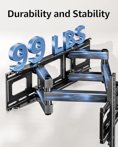 MOUNTUP TV Wall Mount for 32-65 Inch Flat Curved LED LCD Screen TVs Full Motion TV Mount, Tilt Swivel Extension Wall Mount TV Bracket with Dual Articulating Arms, Max VESA 400x400mm, Holds up to 99lbs