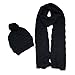 HANERDUN Women Girls Fashion Winter Warm Knitted Hat Beanie Hat Scarf Set Black