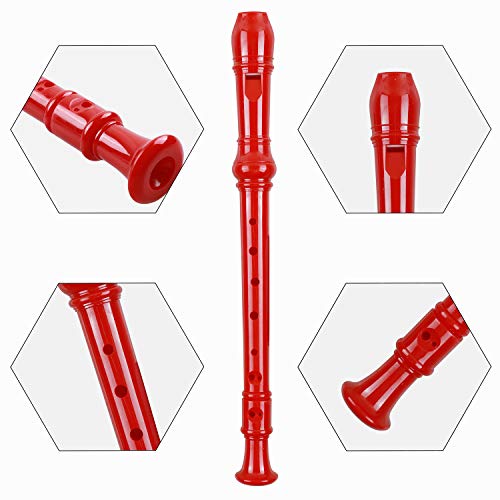 Soprano Recorder Descant Flauta Recorder 8 Hole ABS Clarinet German Style Treble flute C Key for Kids Children With Fingering Chart Instructions with Cleaning Rod Bag Black - Thumbnail 4
