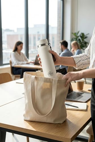 Cosmasen Botella de Agua Acero Inoxidable 1000 ml (1 Litro) - Cantimplora Térmica de Doble Pared al Vacío | Mantiene Frío 24h y Calor 12h | Botella Antifugas Sin BPA | Gimnasio y Oficina, Blanco