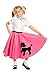 1950s Hot Pink Poodle Skirt for Girls with Musical Note Printed Scarf | One Size | 1950s Costumes for Girls| 50s Costumes for Kids