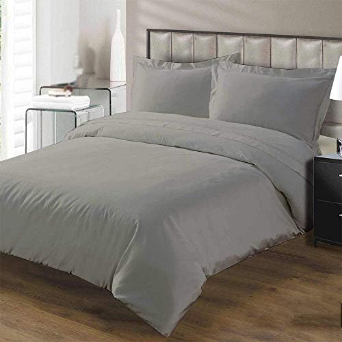 Premium Duvet Cover Set 3 Piece with Zipper & Corner Ties 100% Egyptian Cotton 800 Thread Count Soft & Cozy Luxurious 1 Duvet Cover 2 Pillow Shams -Full/Queen Size Silver