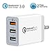 Quick Charge 3.0 Wall Charger, AOLERX 3-Port USB Foldable Plug, for iPad Tablet Phone Quick Charge Travel Adapter Android Fast Charger Compatible with Samsung, LG, HTC, iPhone & More