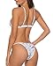 X-HERR Women Push up Triangle Brazilian Thong Bikini Set Swimsuits(Marble & White,Large)