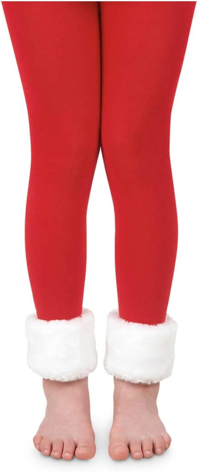 red dress with white fur trim