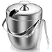 Insulated Ice Bucket,Stainless Steel Double Wall Ice Bucket with Lid and Tongs,2.8-Litre,Silver