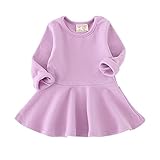 Weixinbuy Toddler Baby Girls Cotton Solid Long Sleeve Base Tutu Dress