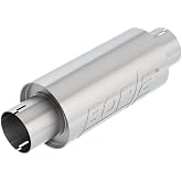 BORLA 401343 Resonator/Specialty Resonator - 3" Center Inlet/ 3" Center Outlet 5" Round x 10" Long Body 15" Overall Length. Universal Part. Reversible Design. Notched Necks.