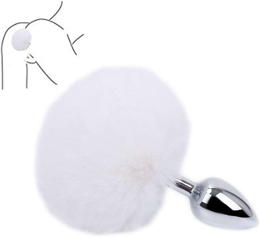 Fantasy Amal Stimulation Toy Metal Waterproof Amal Plug Adult Health Massage Six-Toys with Colorful for Rabbit Tail for Beginners White by Unkey