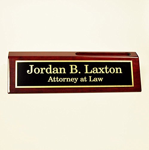 Desk Name Plate with Card Holder | Custom Name Plate | Personalized Desk Plate with Business Card Holder