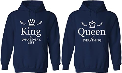 Queen Of Everything - King Of Whatever Left Couple Matching Hoodies Navy His S - Her S