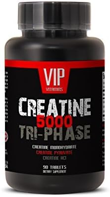 Premuim Blend of Creatines - Creatine Tri-phase 5000mg, Creatine Monohydrate, Creatine HCL and Creatine Pyruvate (1 Bottle 90 Tablets) by VIP VITAMINS LLC