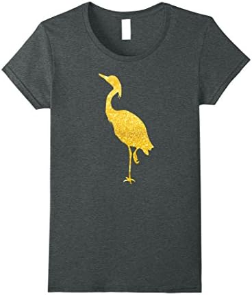Womens HERON Gold Glitter T-Shirt For HERON lover Small Dark Heather