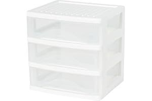 NEETBU Plastic Desktop Organizer with 3 Drawer, White Storage Organizer for Office Supplies Makeup Drawer Storage Containers Desk Versatile Storage Box for Stationery Art Craft Supplies