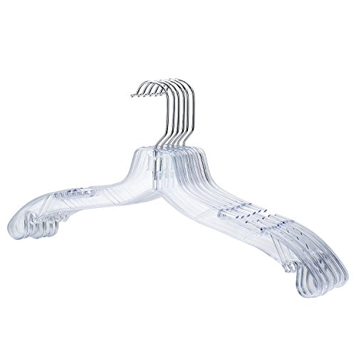 image for HOUSE DAY 100pcs 17 inch Plastic Clear Unbreakable Top Hanger with 200